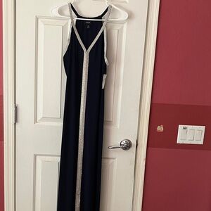 Dress Barn Elegant Black Maxi Dress with Silver Accents